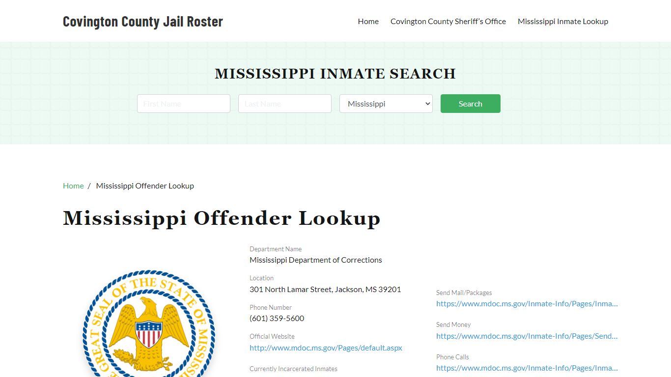 Mississippi Inmate Search, Jail Rosters - Covington County Jail