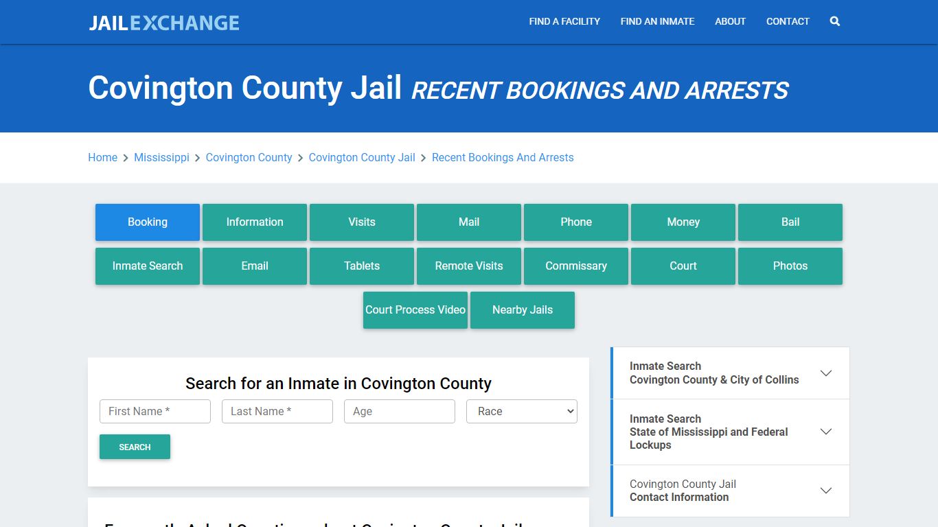 Covington County Jail MS Recent Arrests and Bookings