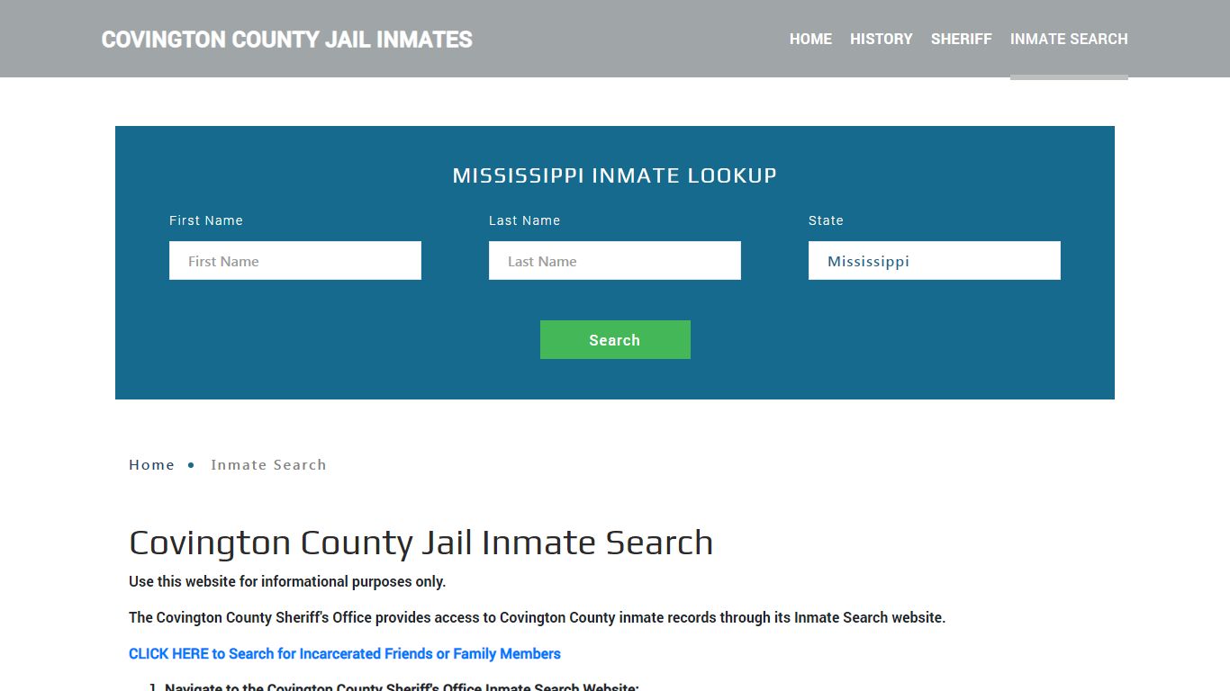 Covington County, MS Detainee Lookup